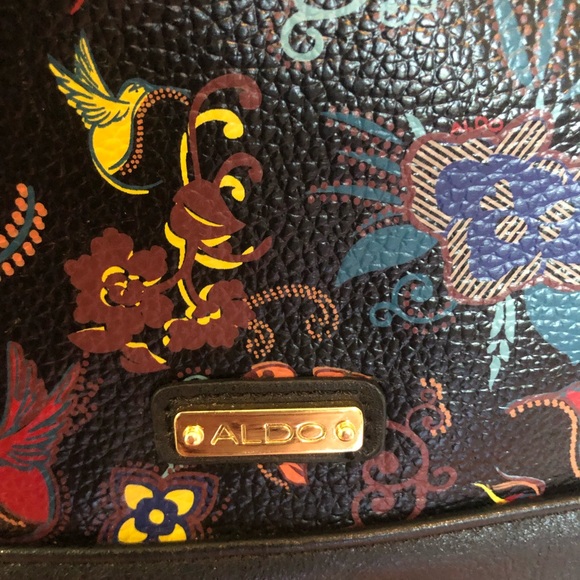 Aldo Black purse with multi-coloured Bird pattern - Picture 3 of 8
